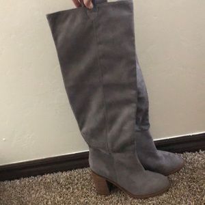 Grey high knee boots